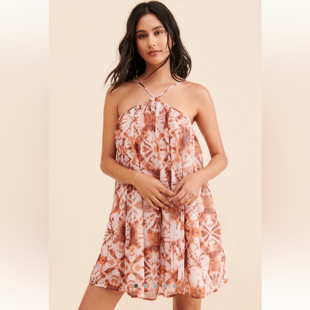 Anthro Let Me Be NWOT Boho Tie-Dye Print Halter Dress